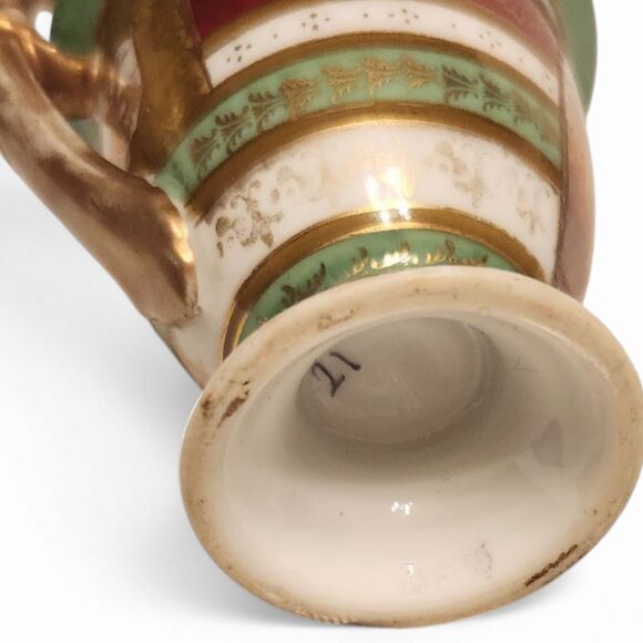 Antique Royal Vienna Cherub Angel Demitasse Cup – Gold Gilt, Burgundy & Green - Picture 12 of 12